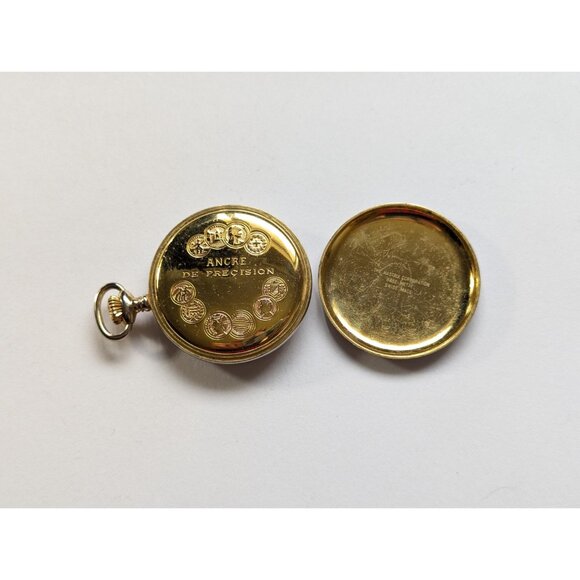 1950s Nastrix 17 Jewels Incabloc Hunter Pocket Watch gold toned metal WORKS, - Picture 8 of 10